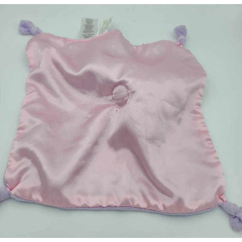 Cuddle Time Lamb Blanket Lovey Purple Satin Pink Back Baby
